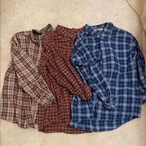 L.L. Bean Casual Button Down Shirts in Blue and Red